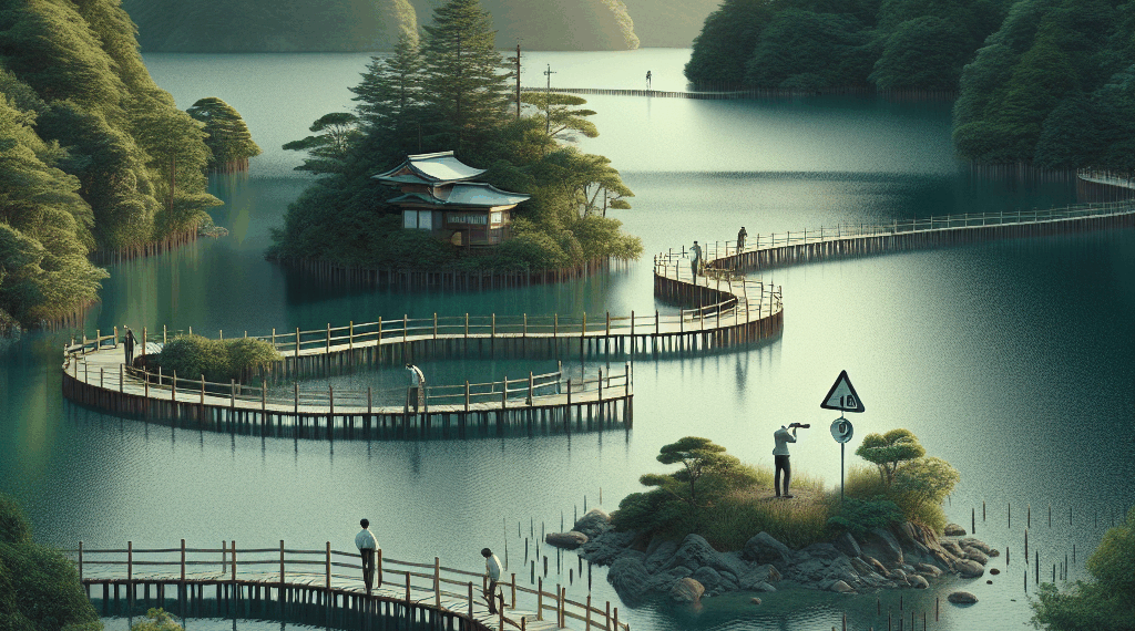 Japón busca a la persona que construyó una carretera en el lago más grande del país. No lleva a ninguna parte