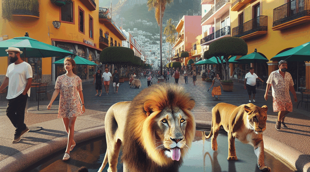 Video del León en Puerto Vallarta que pasearon como si fuera perro