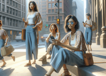 Anne Hathaway luce baggy jeans con sandalias de tiras de los 90 para la oficina en verano 2025