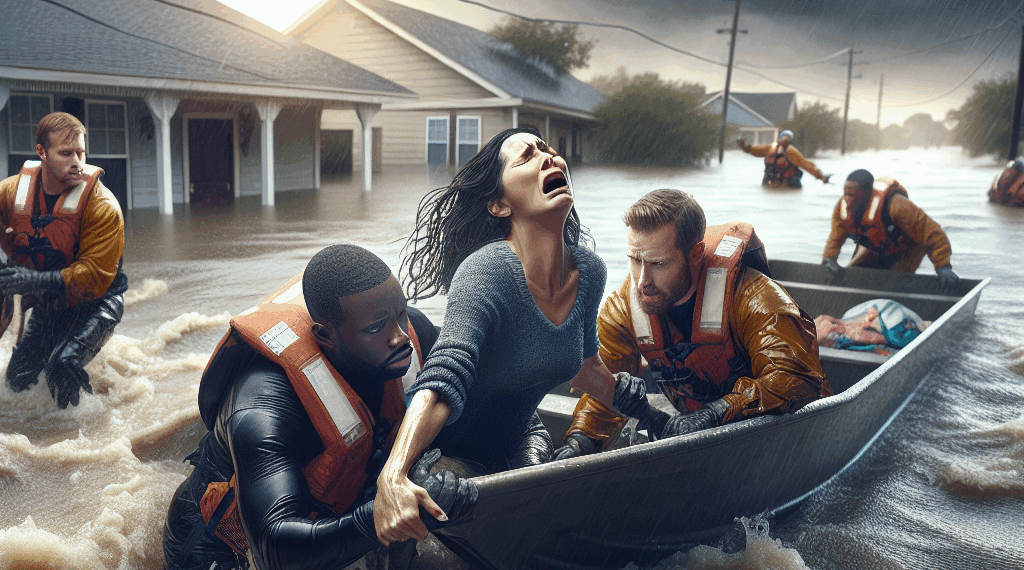 al rescate de una hija tras inundaciones en Texas