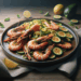 Salteado de Gambas con espaguetis de calabacín