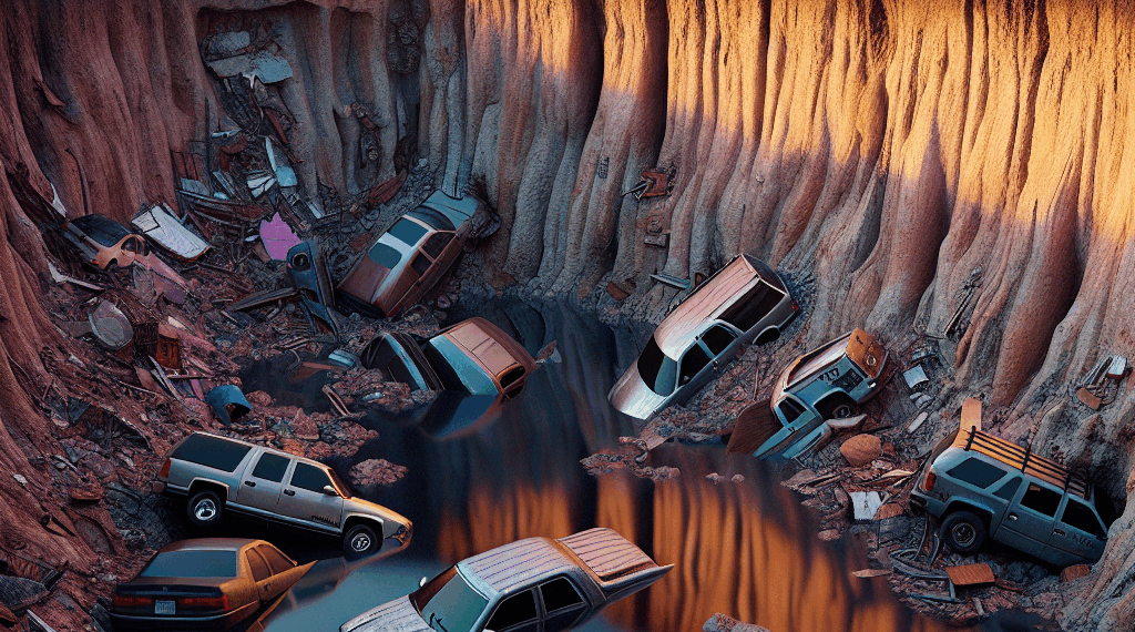 Tres autos caen en enorme socavón que se formó en Guadalajara