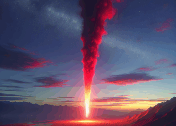 un rayo rojo que asciende 80 kilómetros sobre la Tierra
