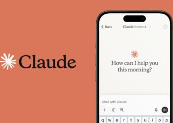 An image of Claude AI chatbot on a phone screen, asking how it can help this morning, next to the logo for Claude