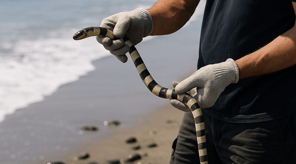 Captan culebra de mar en Colima; no ocasionó daños
