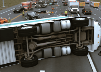 Cierran avenida Gustavo Baz por volcadura de tráiler