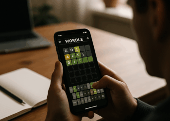 a completed Wordle puzzle on a phone