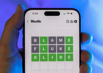 a completed Wordle puzzle on a phone