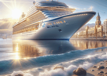 El barco de Virgin se despide de la Bahía enviando un tierno saludo a Málaga. – Dimension Turistica Magazine