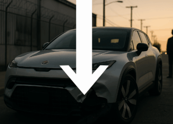 composite of Fisker Ocean SUV, Fisker logo