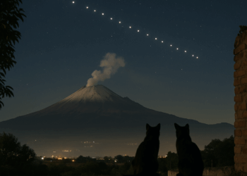 Más de 30 objetos luminosos sobrevolaron el Popocatépetl