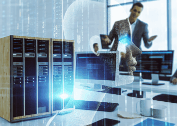 The Meta AI logo is displayed on a mobile phone with the Meta logo visible on a tablet