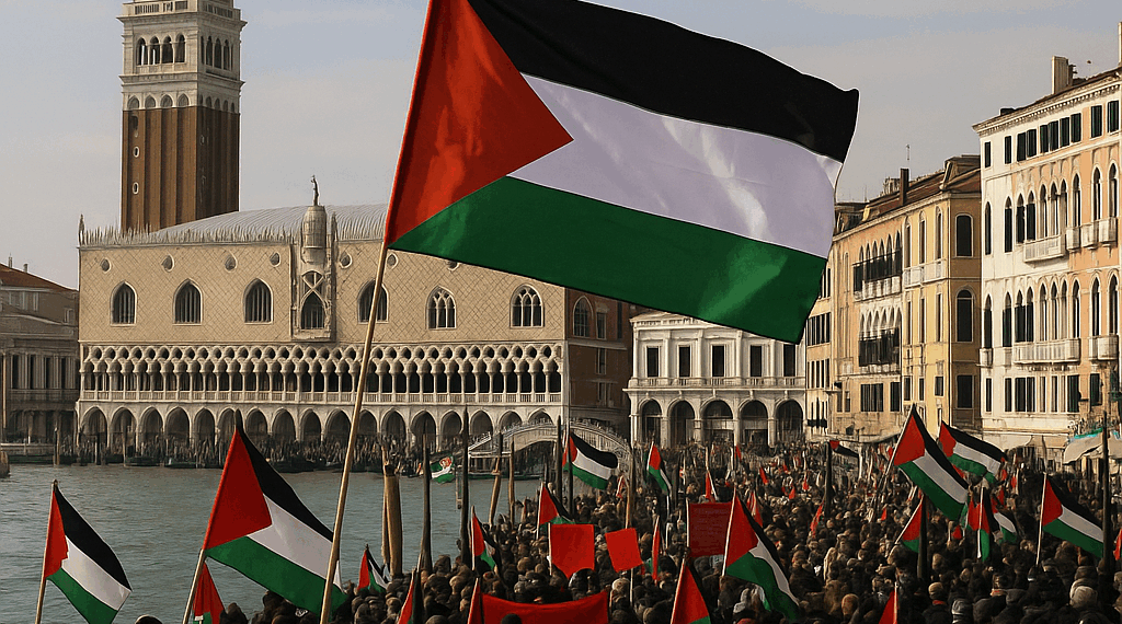 Miles de personas manifiestan por Gaza al margen de la Mostra de Venecia