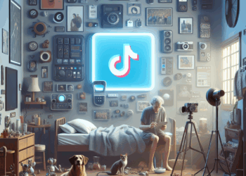 A laptop keyboard and TikTok logo displayed on a phone screen are seen in this multiple exposure illustration.