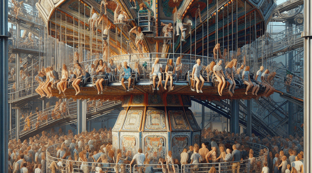 Personas quedan atrapadas en lo alto de juego mecánico