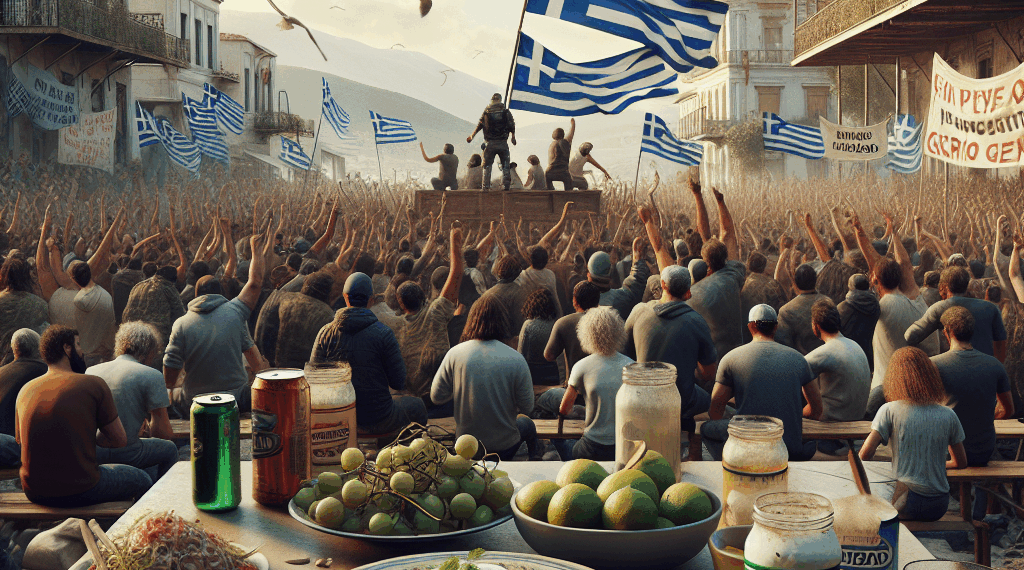 Manifestantes reciben al Crown Iris en el Pireo lanzando tzatziki a la autoridad portuaria