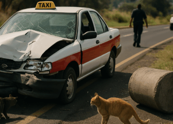 Taxi Choca Al Salir Intempestivamente Contra Objeto Fijo En La Morelia-Pátzcuaro - Changoonga.com