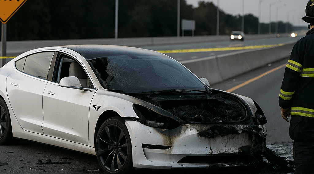 Tesla logo seen on Tesla vehicle