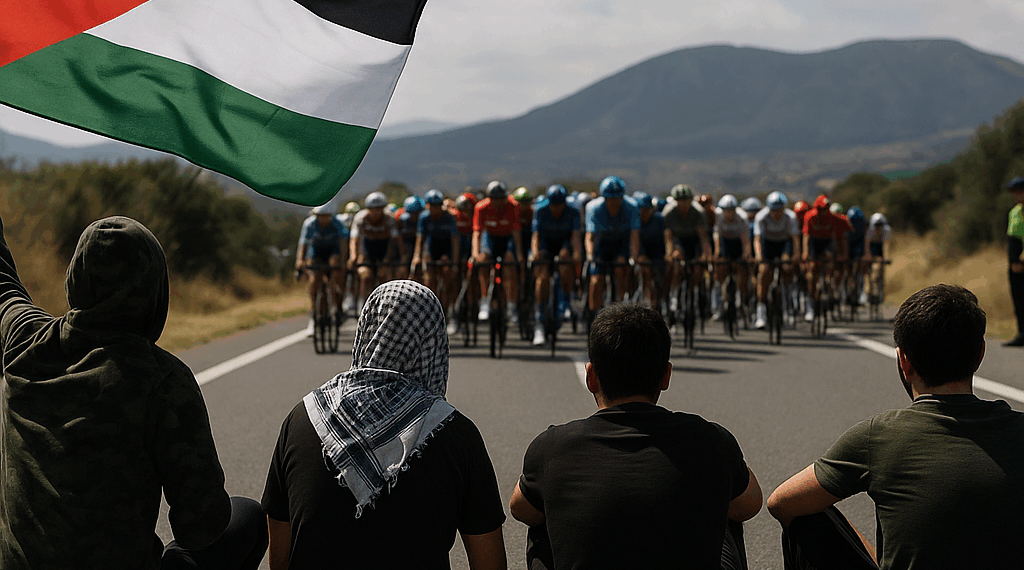 La Jornada - Manifestación pro Palestina frena la Vuelta a España