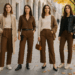 5 ideas de looks para llevar pantalones cafés en lugar de negros en otoño 2025