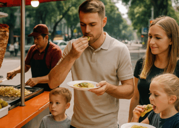 La familia del galés Aaron Ramsey visitaron una taquería en la Ciudad de México. FOTO: Capturas