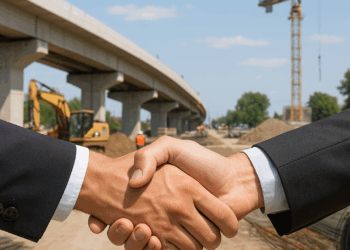 Modern data center with servers with lights on them.