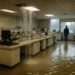 Lluvia provocó encharcamientos en área de laboratorio del IMSS La Margarita