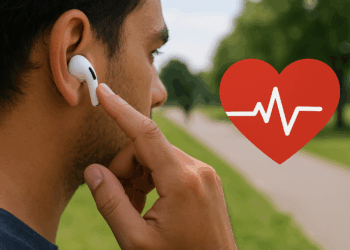 Apple AirPods Pro 3 in woman&apos;s ear while she works out