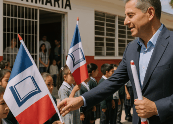 Alcalde de Puebla entrega banderas en escuelas, juntas auxiliares e inspectorías