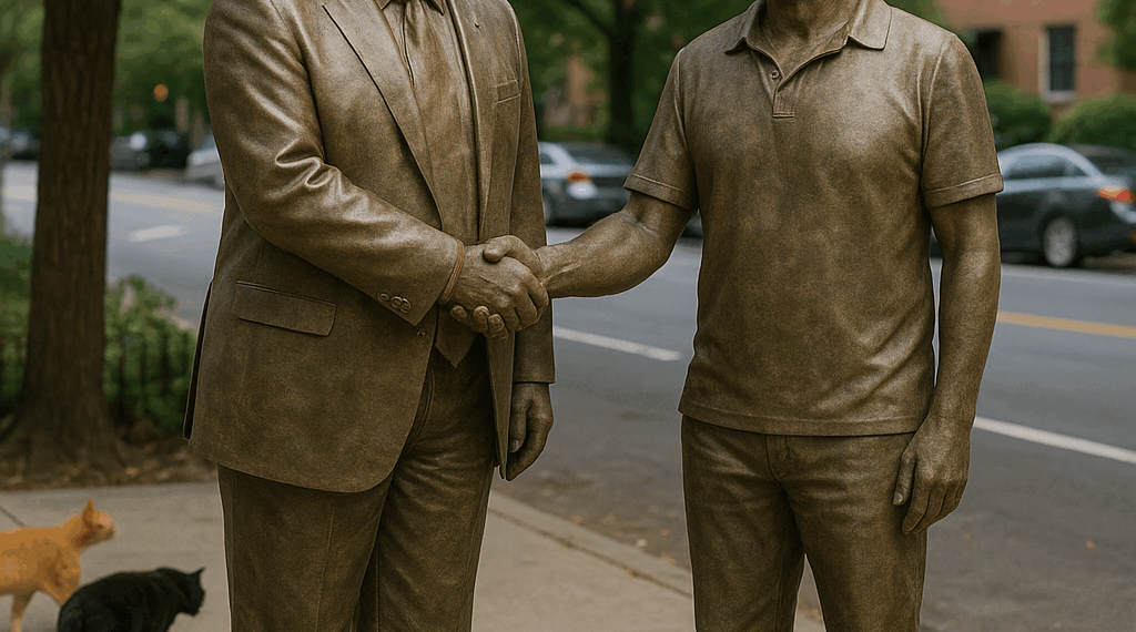 'Best Friends Forever': Aparece en Washington una estatua satírica de Trump y Epstein