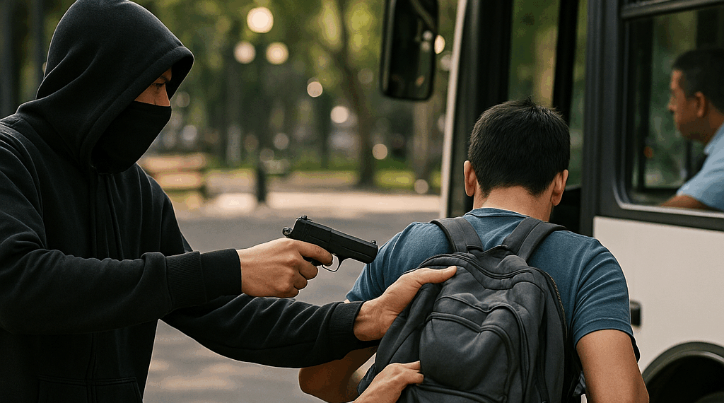 Asaltaron a pasajeros y chofer de la Ruta Azteca en el Paseo Bravo