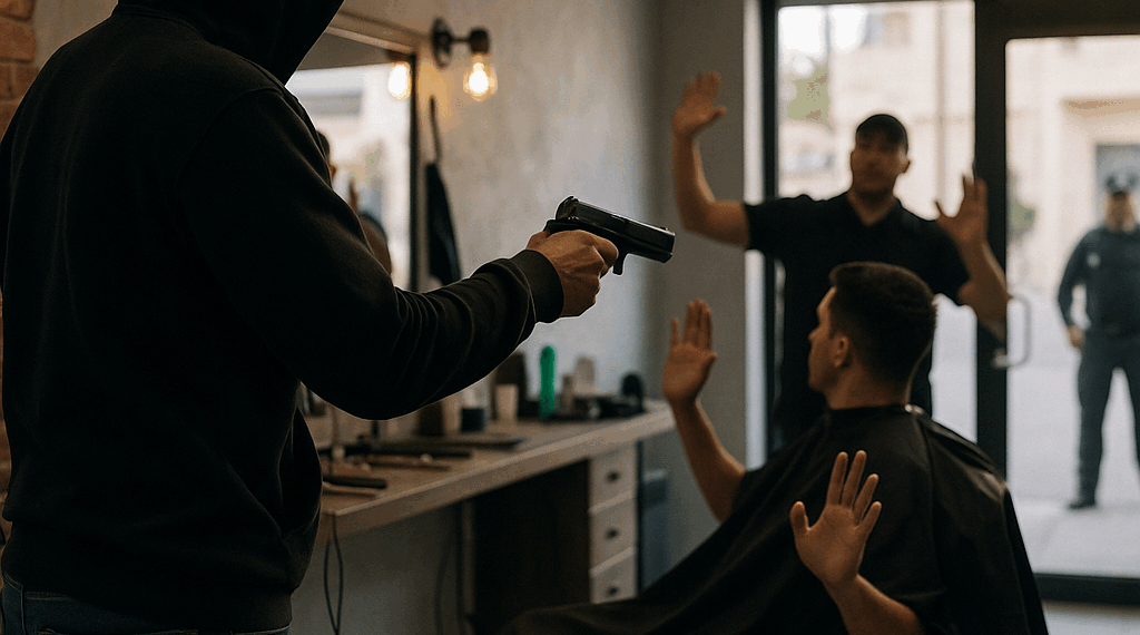 Así asaltaron una barbería en la colonia Aquiles Serdán