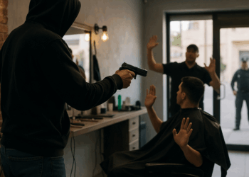 Así asaltaron una barbería en la colonia Aquiles Serdán