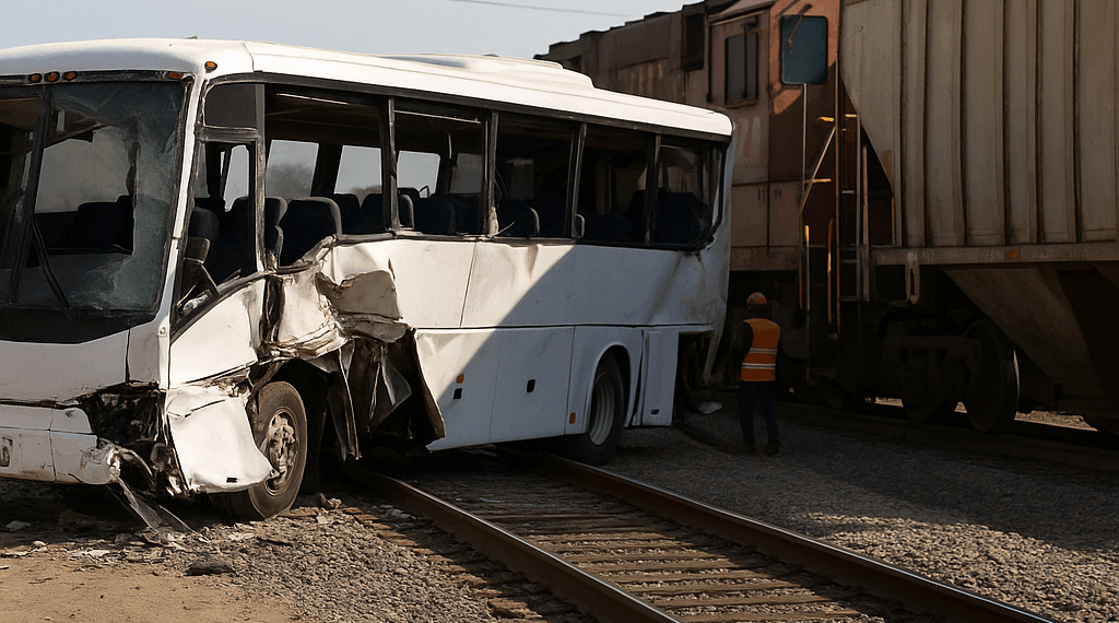 Asciende a 10 la cifra de muertos tras choque de autobús con tren de carga en México