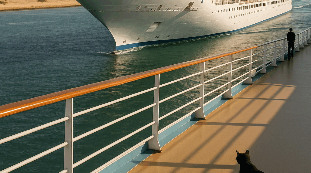 Cruce del Crucero Aroya a través del Canal de Suez con 2.300 pasajeros a bordo. – Dimension Turistica Magazine