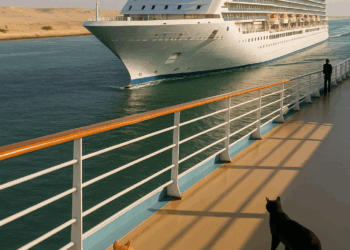 Cruce del Crucero Aroya a través del Canal de Suez con 2.300 pasajeros a bordo. – Dimension Turistica Magazine