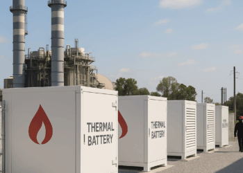 A thermophotovoltaic cell sits inside Fourth Power's test rig.