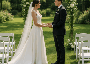 La Novia Vestía Elegancia de Schiaparelli, Ines Di Santo y Dior por John Galliano para Su Boda Romántica en el Jardín de París.