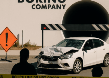 A Tesla in the Boring company tunnel in Las Vegas.