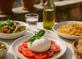 Ensalada caprese con Burrata, italian power