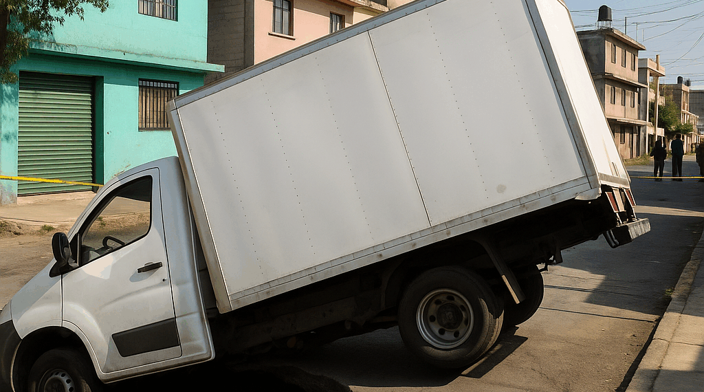 Camión repartidor se hunde en mega socavón de 12 metros en Iztapalapa VIDEO