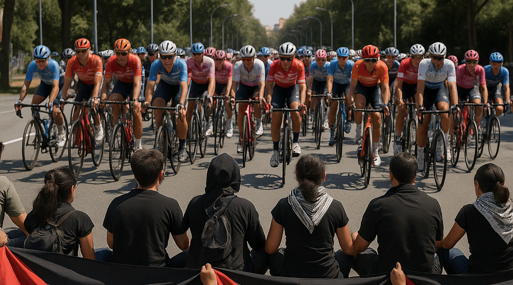 100 manifestantes pro-Palestina paralizan la Vuelta a España y obligan a desviar la etapa