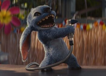 furry blue alien Stitch in disney&apos;s lilo and stitch