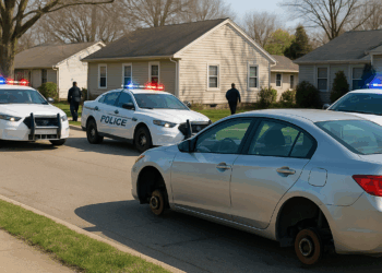 Robaron llantas cerca del Auditorio Metropolitano frente a cuatro patrullas