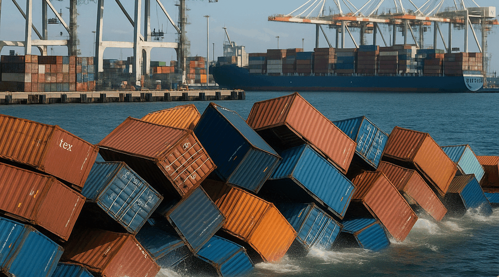 Decenas de contenedores caen al mar en Long Beach