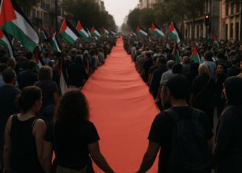 Decenas de miles de manifestantes trazan en Bruselas la Línea Roja para Gaza