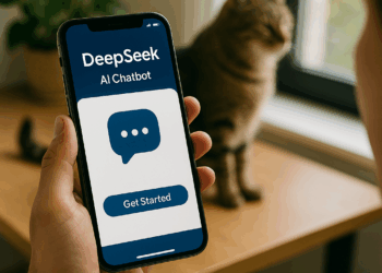 DeepSeek app icon on mobile phone