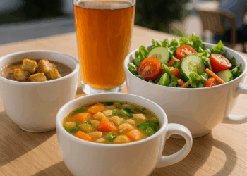 sopas, ensaladas y aguas frescas