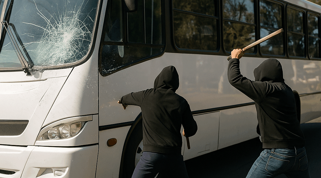 #Denúnciamesta En Morelia: Par de mandriles agredió a camión suburbano en sal. Salamanca - Changoonga.com