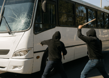 #Denúnciamesta En Morelia: Par de mandriles agredió a camión suburbano en sal. Salamanca  - Changoonga.com